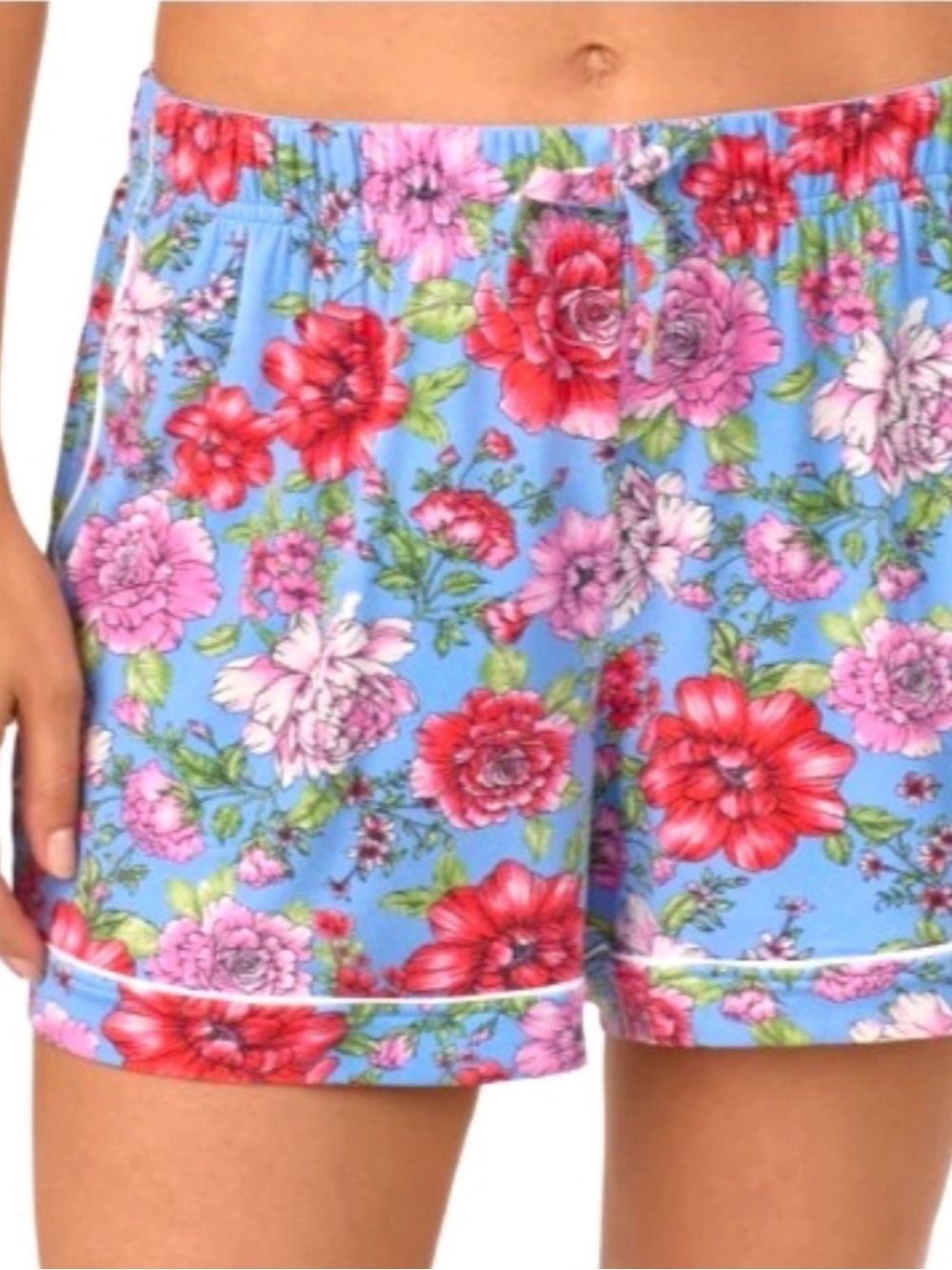 3 Room Service -Women's Navy, Floral, and Pink Lounge/ PJ Shorts - Large - Picture 2 of 10